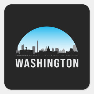 Pegatina Cuadrada Duelo divertido en Washington USA City Cityscape S