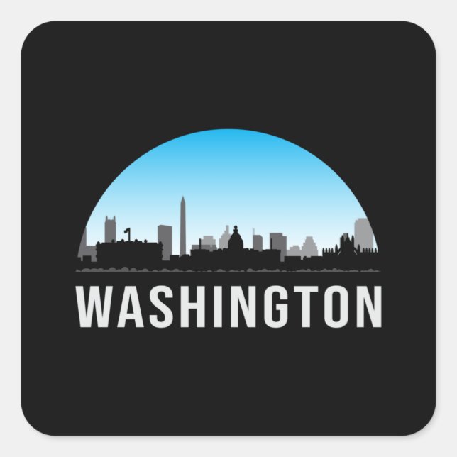 Pegatina Cuadrada Duelo divertido en Washington USA City Cityscape S (Anverso)