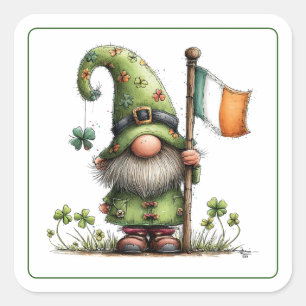 Pegatina Cuadrada Duende del Día de San Patricio