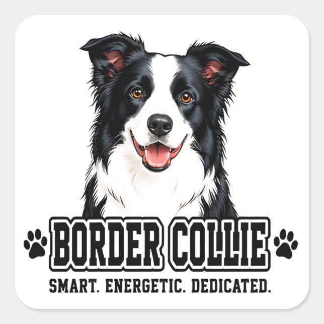Pegatina Cuadrada 🐾 Dueño de Border Collie 🐾 (Anverso)