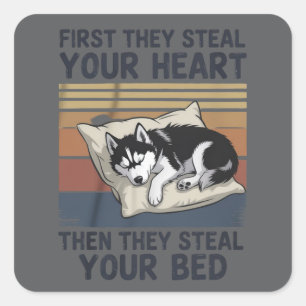 Pegatina Cuadrada Dueños de perros amantes de mascotas divertidos Hu