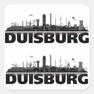 Pegatina Cuadrada Duisburg ciudad horizonte - Geschenkideen