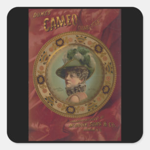 Pegatina Cuadrada Dukes Cameo - Cigarrillos de época