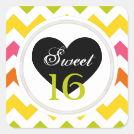 Pegatina Cuadrada Dulce 16 Pegatinas: impresión de Chevron Pastel de