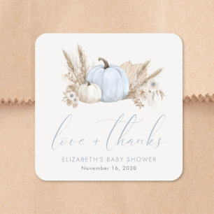 Pegatina Cuadrada Dulce Bebe de Otoño Niño Shower Agradecimiento