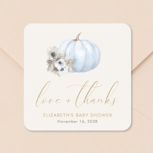 Pegatina Cuadrada Dulce Bebe Niño de Otoño Shower Agradecimiento