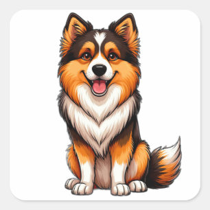 Pegatina Cuadrada Dulce cachorro Arte de dibujos animados de perro d