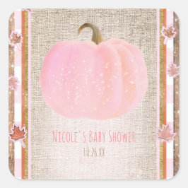 Pegatina Cuadrada Dulce Calabaza Otoño Caída Rústica Fiesta de Bebé