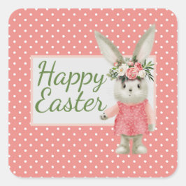 Pegatina Cuadrada Dulce Chica Bunny Easter