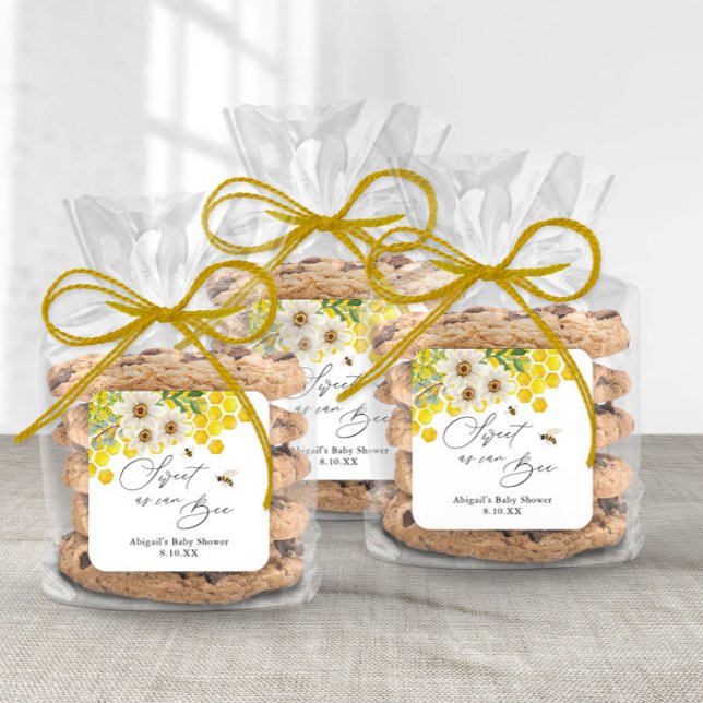 Pegatina Cuadrada Dulce como puede ser abeja, miel abeja y margarita (Subido por el creador)