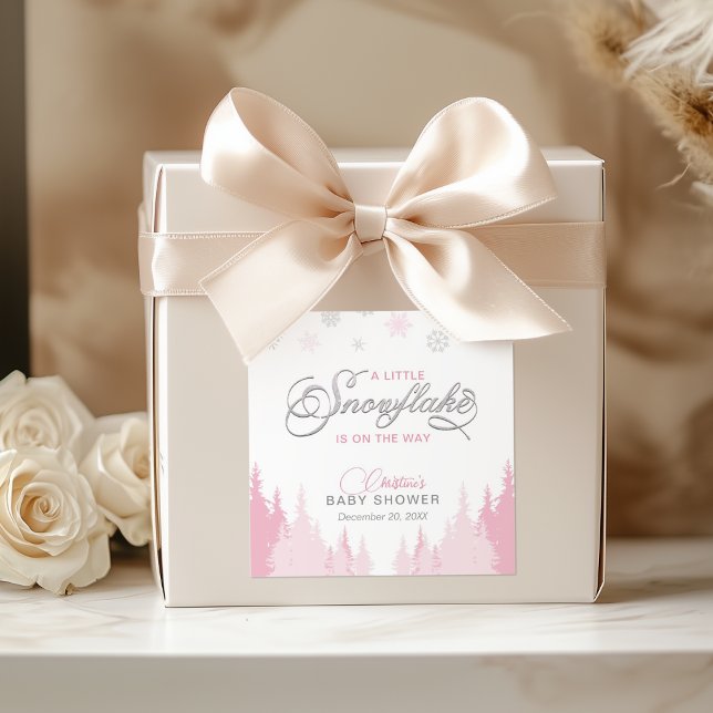 Pegatina Cuadrada Dulce copo de nieve Baby Shower de invierno (Subido por el creador)