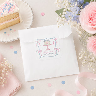 Pegatina Cuadrada Dulce Cumpleaños Dos Tienes Tarta y te la Comes 2º