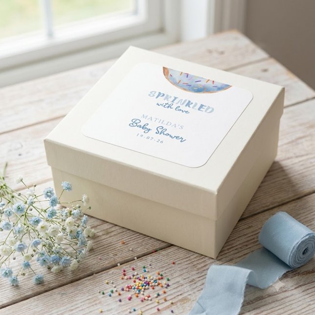 Pegatina Cuadrada Dulce de amor con sprinkles shower de bebé (Subido por el creador)