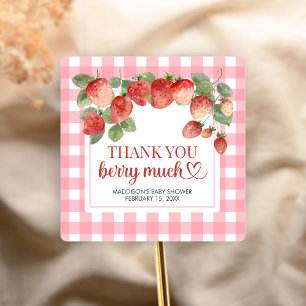 Pegatina Cuadrada Dulce de Fresa Baby Shower