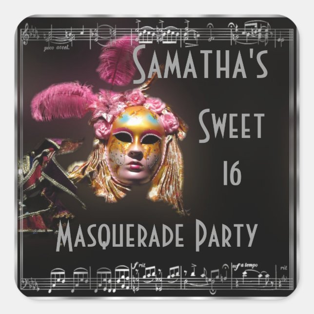 Pegatina Cuadrada Dulce de Masquerade (Anverso)