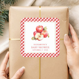 Pegatina Cuadrada Dulce de Otoño Manzana de Nuestros Ojos Baby Showe