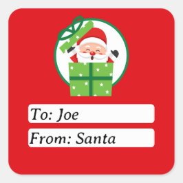Pegatina Cuadrada Dulce De Santa Claus Verde Navidad Personalizada