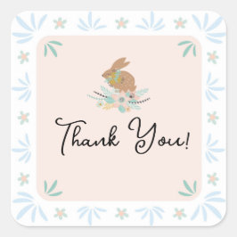 Pegatina Cuadrada Dulce dulce conejo conejo animal primer Fiesta de 