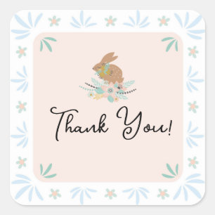 Pegatina Cuadrada Dulce dulce conejo conejo animal primer Fiesta de