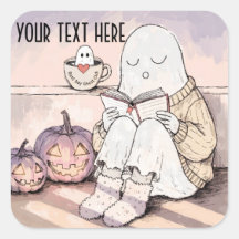 Dulce fantasma de lectura de Halloween, acogedor c
