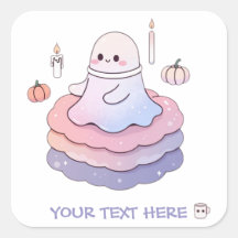 Dulce Fantasma de Pastel de Halloween Kawaii Rosa