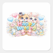 Dulce Kawaii Feliz Boda Pareja Animales Pastel Pi