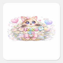 Dulce Kawaii Síguenos Gato Pastel Rosa Redes Socia