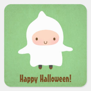 Pegatina Cuadrada Dulce Niño Fantasma No Tan Espantoso Halloween