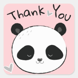Pegatina Cuadrada Dulce Panda Bear Face Gracias