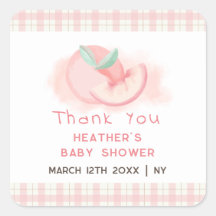 Dulce Rosa Gingham Peach Baby Shower Gracias