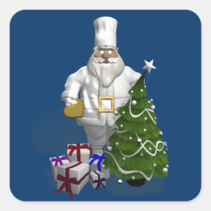 Pegatina Cuadrada Dulce Santa Claus Chef