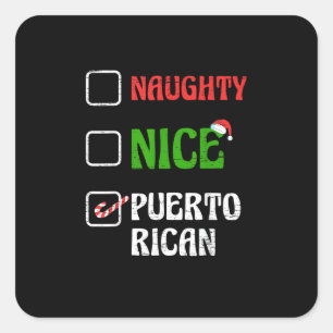 Pegatina Cuadrada Dulce Santa Puertorriqueño Travieso Bueno Fiesta 