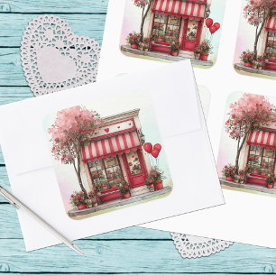Pegatina Cuadrada Dulce Tienda de San Valentín