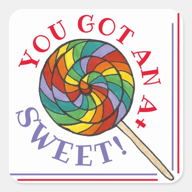 Pegatina Cuadrada ¡DULCE! Tienes Una Recompensa De Maestros De Lolli (Anverso)