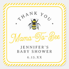 Pegatina Cuadrada Dulce Vintage Mama-To-Bee Baby Shower Gracias