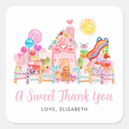 Pegatina Cuadrada Dulce y dulce celebración de los niños de Candylan