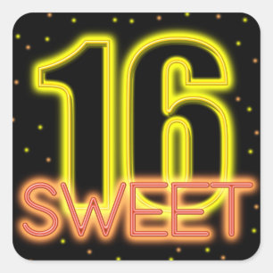 Pegatina Cuadrada Dulces 16 brillantes en la oscuridad