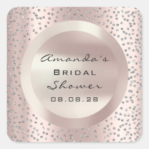 Pegatina Cuadrada Dulces 16 Cumpleaños de Rosa Regalo de Agradecimie