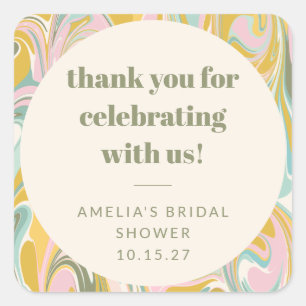 Pegatina Cuadrada Dulces agradecimientos abstractos pastel personali