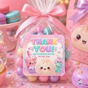 Pegatina Cuadrada Dulces Bao Glitter Dumpling Squishy Fiesta Cumplea