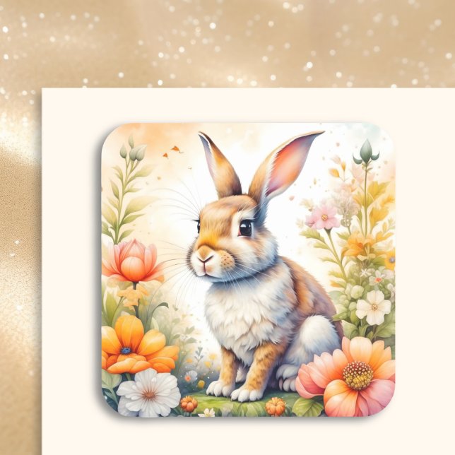 Pegatina Cuadrada Dulces bendiciones de Pascua Conejo de Conejo de C (Subido por el creador)