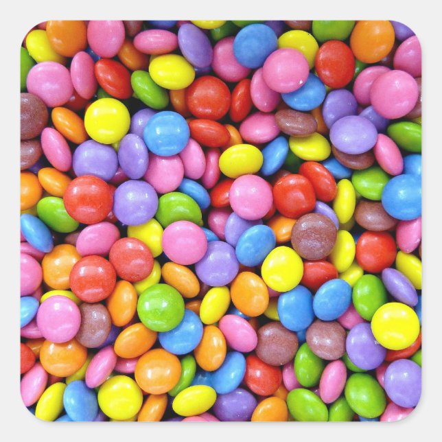 Pegatina Cuadrada Dulces Coloridos (Anverso)