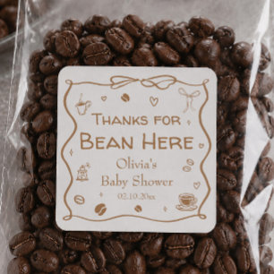 Pegatina Cuadrada Dulces de café para baby shower