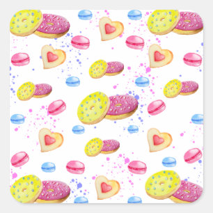 Pegatina Cuadrada Dulces dulces con un patrón de brillo colorido