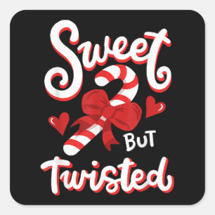 Pegatina Cuadrada Dulces pero retorcidas Navidades graciosos Candy C