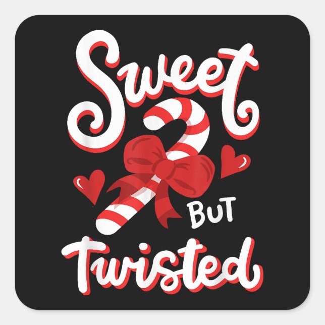 Pegatina Cuadrada Dulces pero retorcidas Navidades graciosos Candy C (Anverso)