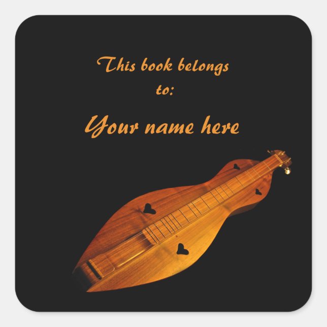 Pegatina Cuadrada Dulcimer Bookplate (Anverso)