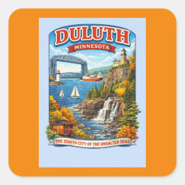 Pegatina Cuadrada Duluth Minnesota Souvenir Stickers–Lake Superior