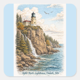 Pegatina Cuadrada Duluth, MN, Split Rock Lighthouse Stickers