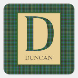 Pegatina Cuadrada Duncan Tartan Monograma D  